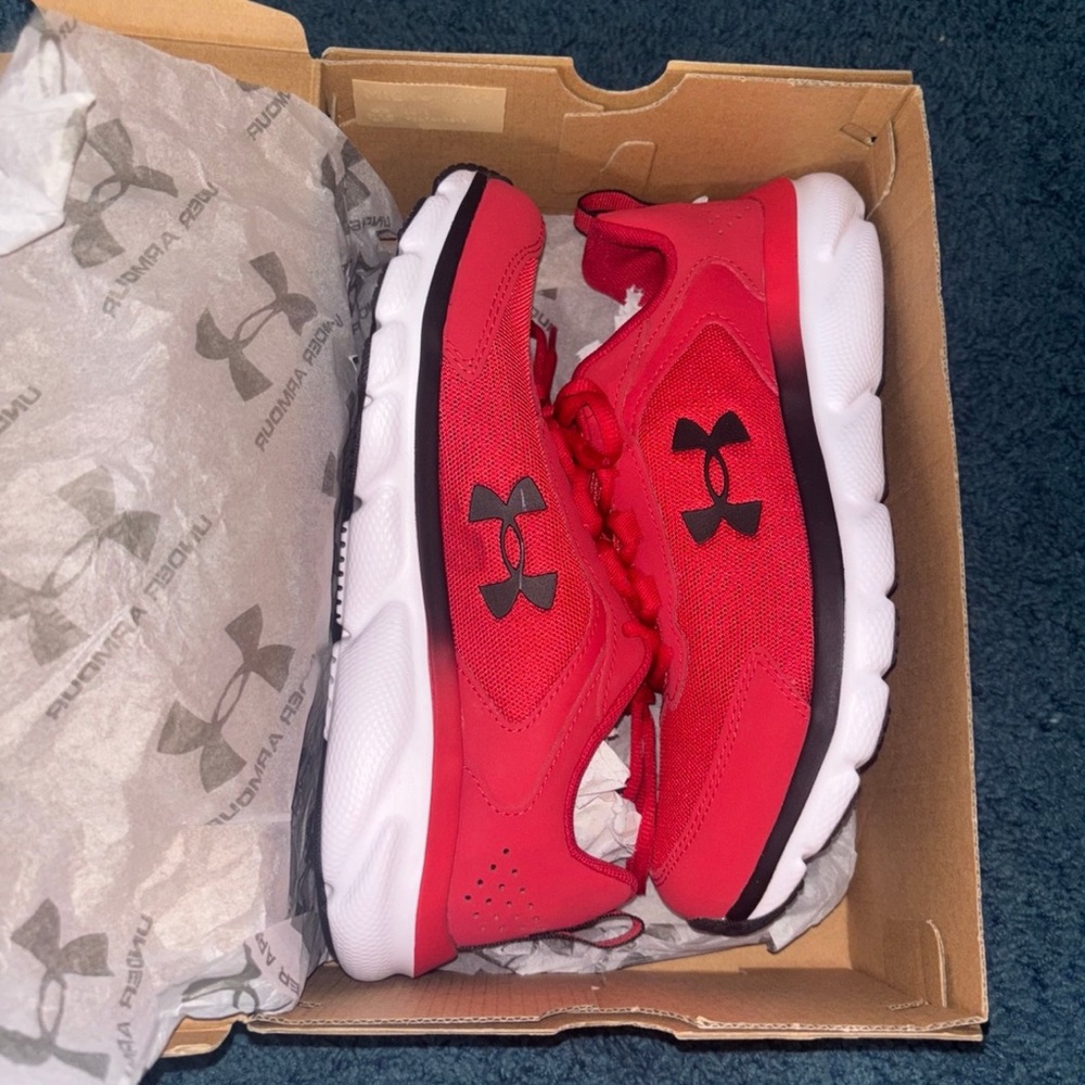 Under Armour Kids Red and Black Sneakers